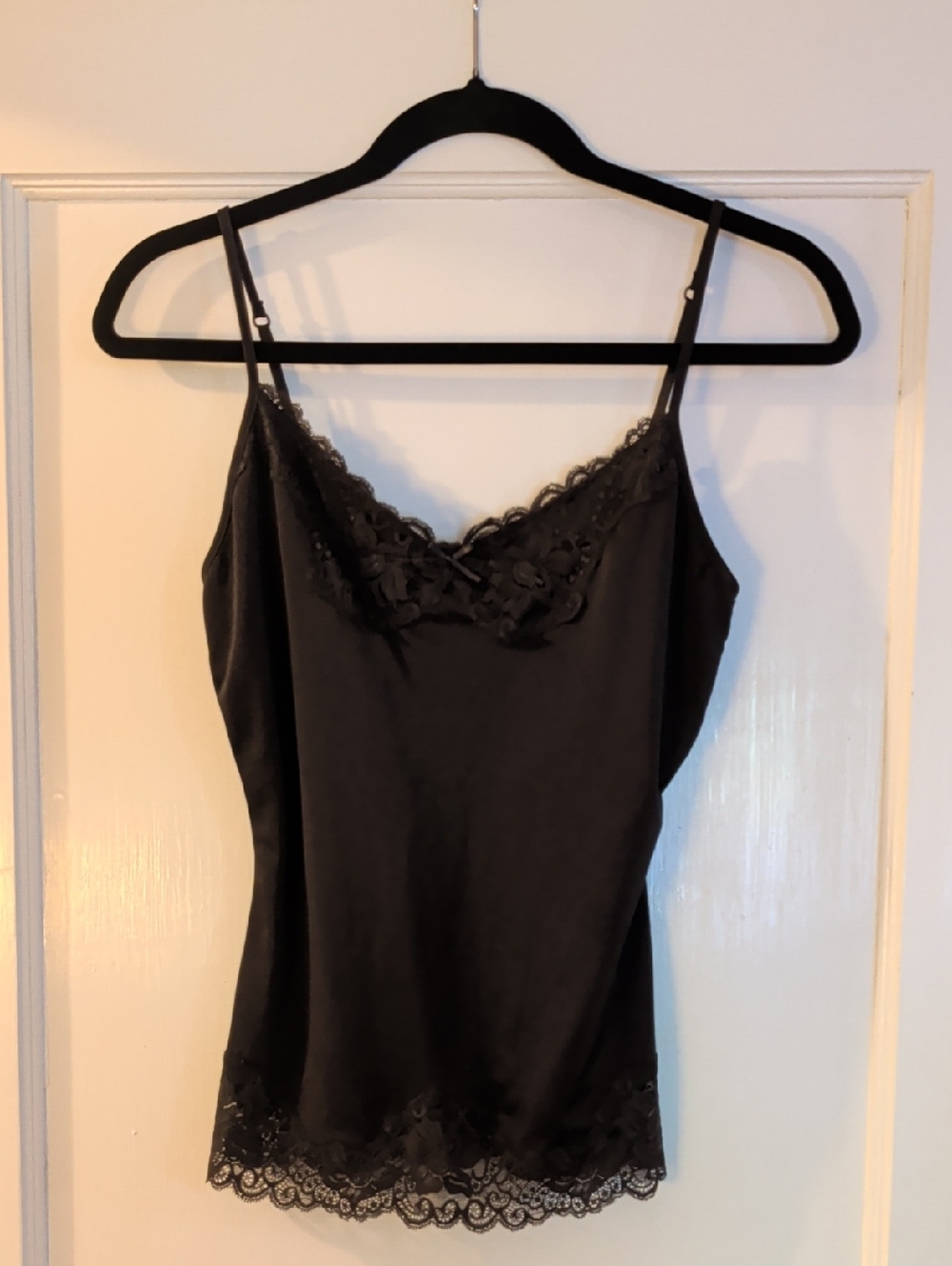 The Limited Dark Brown Lace Trim Cami Top, Sz S